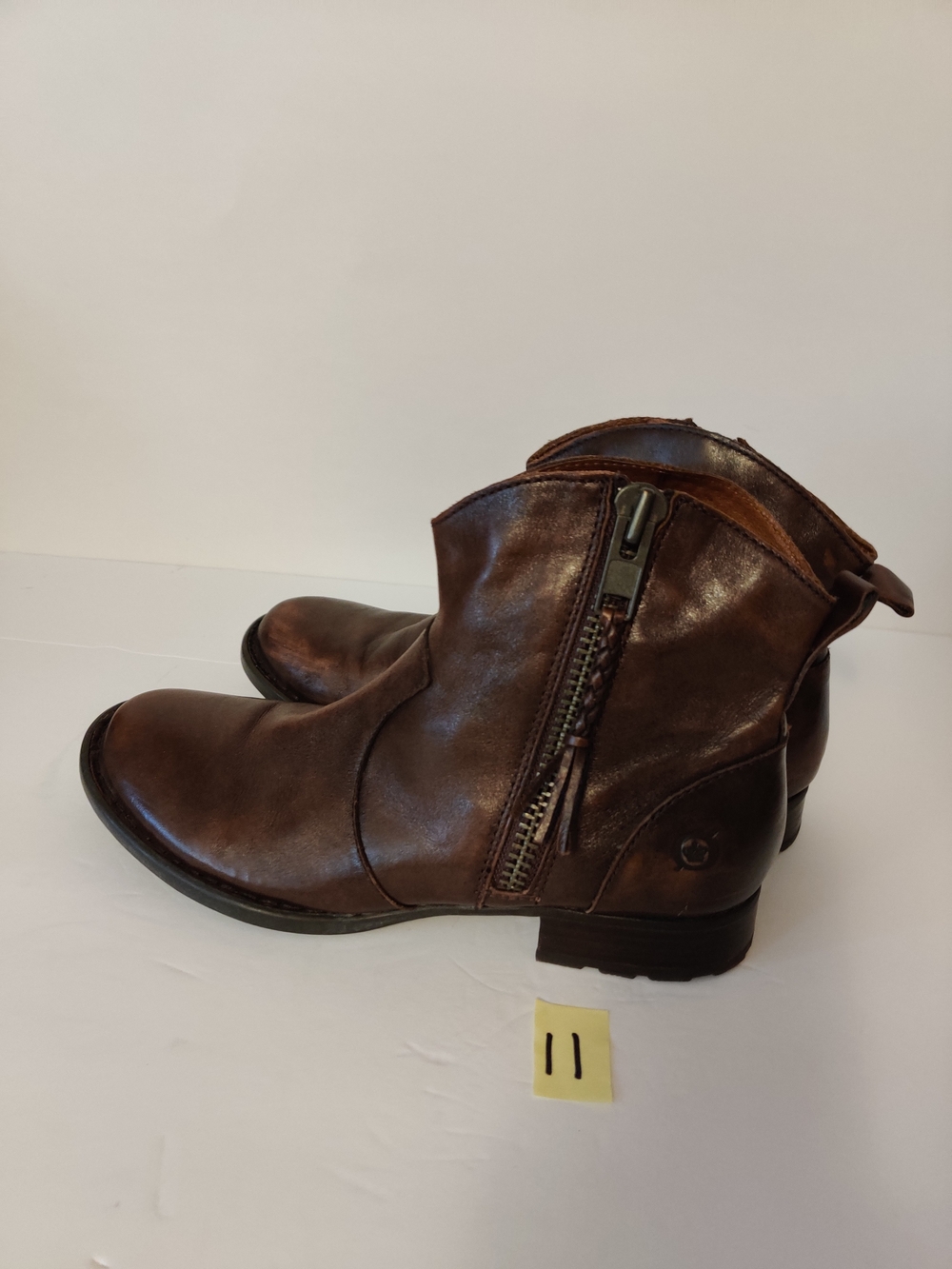 Born Brown Leather Zip Ankle Boots 8 - Picture 3 of 4